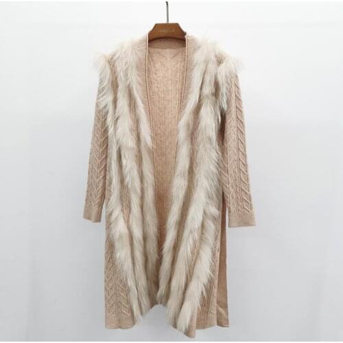 Cardigan With Fur Autumn Women Luxury Furry Outerwear Fashion Lady Long Sleeves Coat New