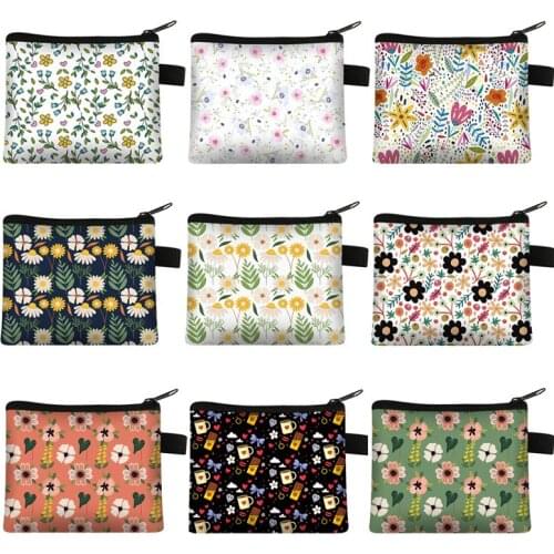 Lovely Floral Print Coin Purse Girls Mini Wallet Simple Design Money Bag Women Card Holder Coin Bags Enthusiasm Gift