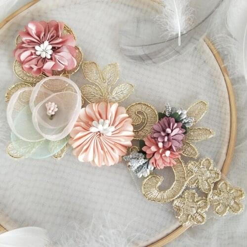 Beautiful 3D Lace Flower Lace Embroidered Lace Patch Wedding Dress Decoration Lace Applique 2piece