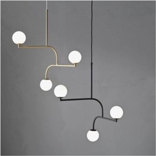 The Nordic contracted white glass, wrought iron chandelier personality cafe example room molecular droplight