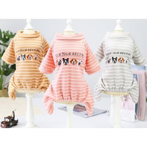 Cute Sleeping Dog Pajamas Animal Pattern stripe Jumpsuit Overalls For Girls Spring Autumn Pet Puppy Clothing for small dogs