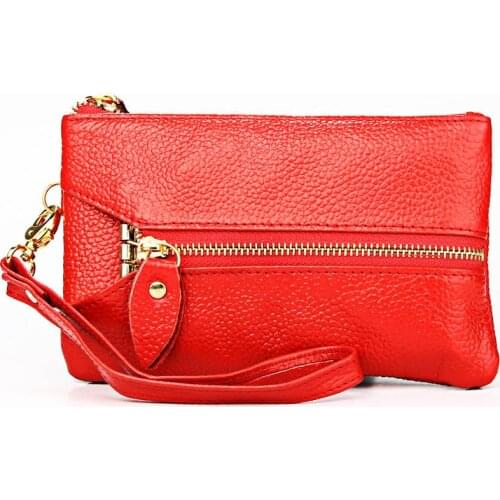 Fashion Women Casual Clutch Bag Genuine Cow Leather Zero Wallet Ladies Coin Purse Pocket Soft Zipper Key Case Gift