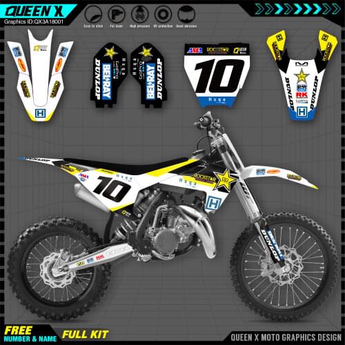 QUEEN X MOTOR Custom Team Graphics Decals 3M Stickers Kit For Husqvarna Decal 2018 2019 2020 TC 85 001