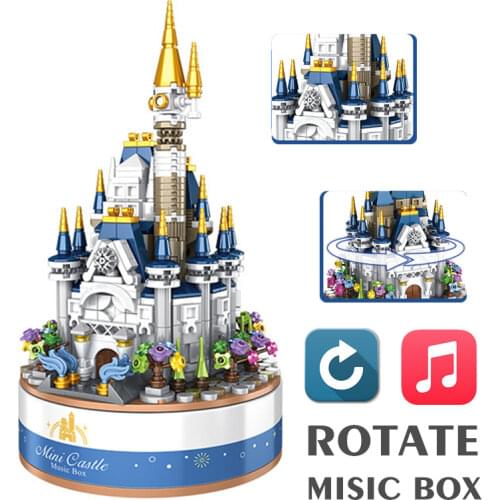 New Disney Castle Music Box Creator Model Creative Technical Building Blocks City Bricks Toys for Children Boys Gifts Kid