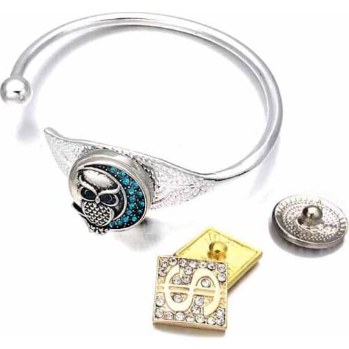 New Arrival Metal 175 Vintage Fashion Leaves 12mm 18mm Snap Button Bracelet Bangle Interchangeable Charm Jewelry For Women Gift
