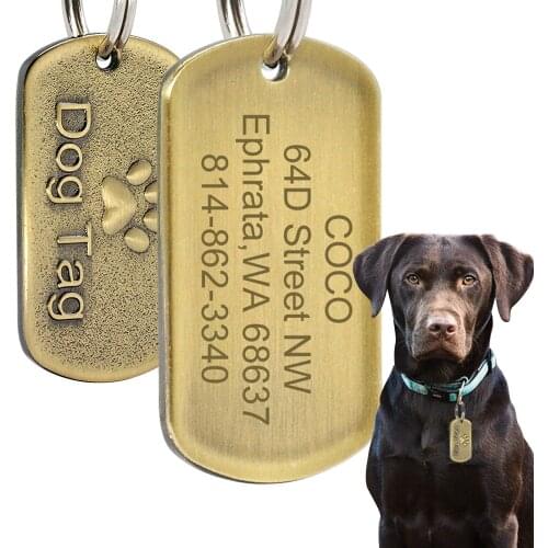 Custom Engraved Dog Tag Medium Large Pet Stainless Steel Personalized ID Nameplate Fashion Dog Tag with Paw Print Anti-lost