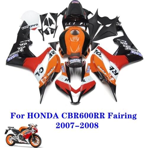Suitable for Honda CBR600RR CBR 600 RR 2007-2008 motorcycle ABS fairing kit cbr600rr 07-08 body shell protection, REPSOL pattern