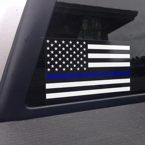 Police Officer Thin Blue Line American Flag Vinyl Decal Car Sticker J60F