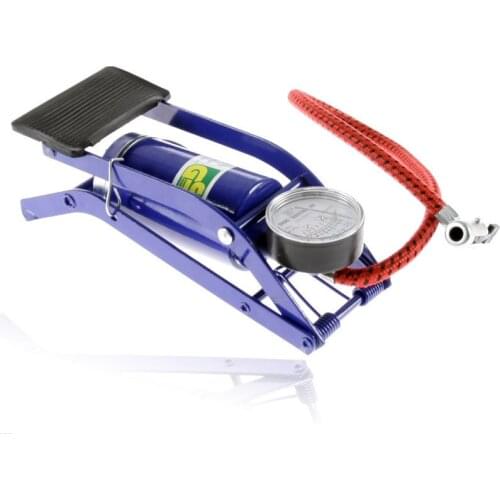 Portable Mini Bicycle Bike Foot Air Pump with tire pressure gauge High-Pressure Steel No-Slip Pump For Car Bicycle MTB Tire