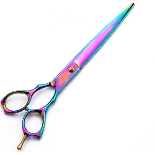 Professional Pet Grooming Scissors dog cutting shears 8 inch Japan 440c stainless steel rainbow high-end hair cutting groomer