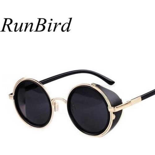 New Coating Sunglass Steampunk Round Fashion Sunglasses Women Brand Designer Steam Punk Metal Sun Glasses Men Retro Oculos M027