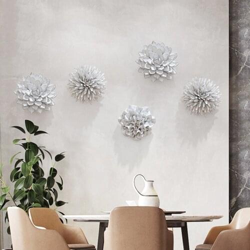Modern Ceramic Flower Wall Hanging Home Livingroom Background Wall Sticker Decoration Office Club Store Wall Mural Ornaments