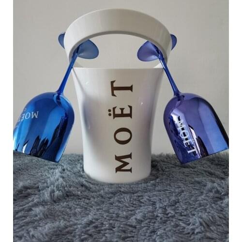 Glass champagne cocktail plasticwine cabinet electroplating plastic wine glass white acrylic champagne bucket 2cups1 ice bucket