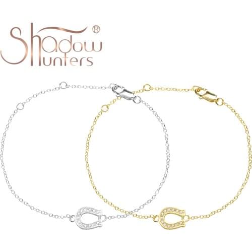 SHADOWHUNTERS Real 925 Sterling Silver Women Chain Bracelet With Crystal Horseshoe U Charm High Quality Wedding Jewelry Japan