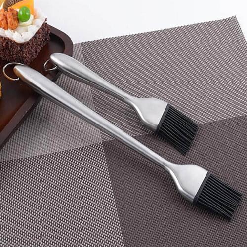 Heat-resistant Grill Brus Stainless Steel BBQ Brush Solid Silicone Bake Bolosy Nontoxic Outdoor Barbecue Kitchen Tools 1pcs/set