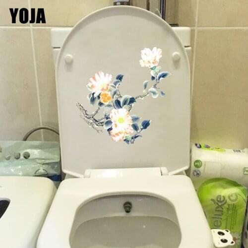 YOJA 22.4*22.4CM Painted Flowers Classical Art Bedroom Wall Stickers Mural Home Decor Toilet Decal T1-0808