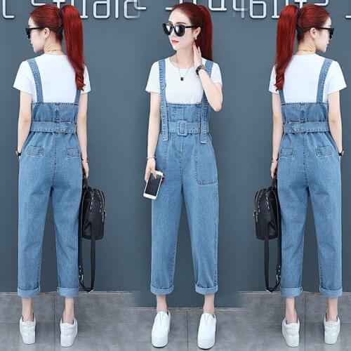 Women clothing denim fabric washed rompers vintage overalls women jumpsuits suspenders jeans women overalls female rompers