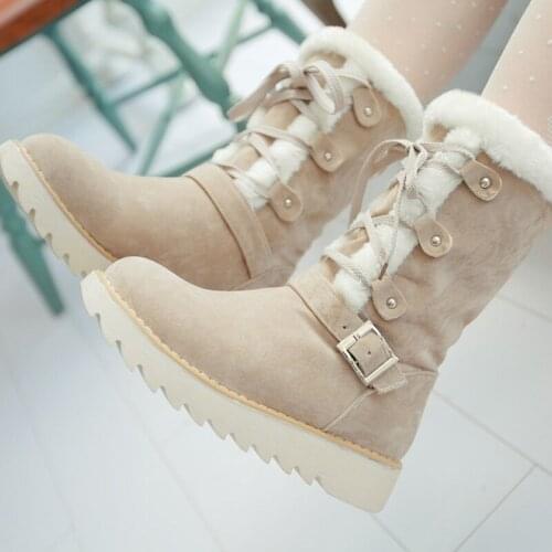 New winter style warm leather boots snow boots Women boot True fur warm Women shoes Size 34-43