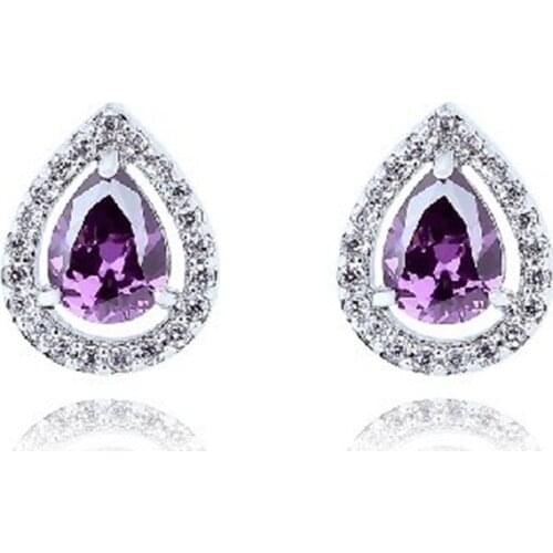 RONGQING Beautiful Zircon Water Droplets Stud Earrings for Women Micro Inlay Earring Anti-allergy
