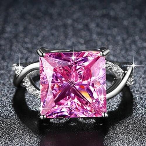 HPXmas Princess Cut Rings for Women Filled Purple/Pink/Black Zirconia Rings Wedding Engagement Ring Gorgeous Jewelry Gifts