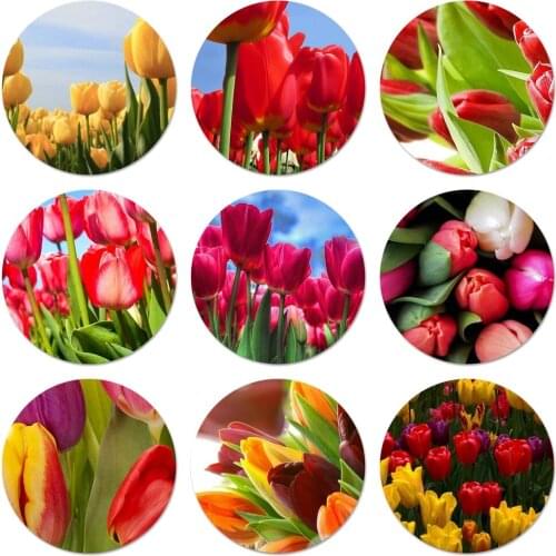 Pink Yellow Red Tulip Flowers Icons Pins Badge Decoration Brooches Metal Badges For Clothes Backpack Decoration 58mm