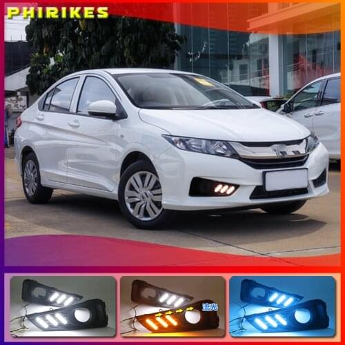 1 set for Honda City Grace 2015 2016 LED DRL with turn signal relay 12V Car daytime running lights Fog lamp Accessories
