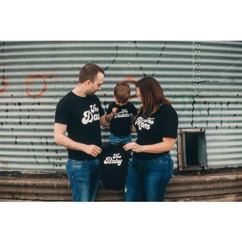 1pcs The Dad The Mom The Toddler The Baby Matching Family T Shirt 2nd Baby Announcement Shirts Family Tops Clothes