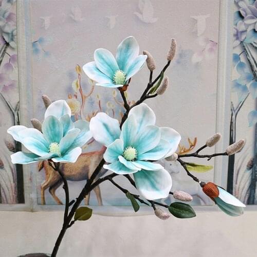1pc 4 heads large magnolia artificial flowers branch home window decoration fake flowers wedding party hall display material