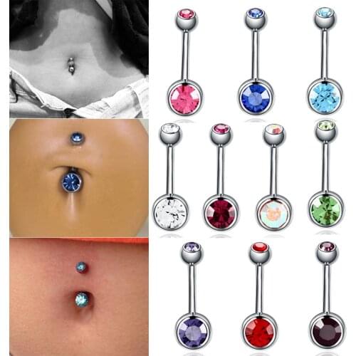 10pcs/lot G23 Titanium Navel Piercing Belly Button Rings Gem Navel Bars Piercing Belly Rings Ombligo Nombril Body Jewelry