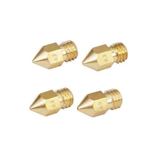 12pcs/lot MK8 Brass Nozzle 0.2MM 0.3MM 0.4MM 0.5MM Extruder Print Head Nozzle For 1.75MM CR10 CR10S Ender-3 3D Printer Accessory