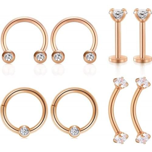 16G Tragus Cartilage Earrings Nose Rings Hoop Stainless Steel Lip EyebrowRings Piercing Helix Daith Rook Earrings Piercing Studs