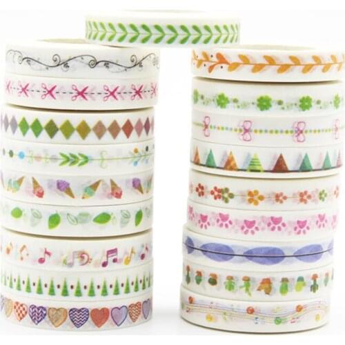 19PCS/Set Hand-painted Masking Washi Tape Creative Dividing Line Hand-tearing Corner Sticker