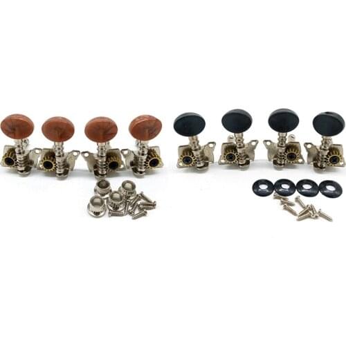 2 Set 2R2L Metal Ukulele Locking String Tuner Guitar Tuning Peg Machine Head Brown & Black