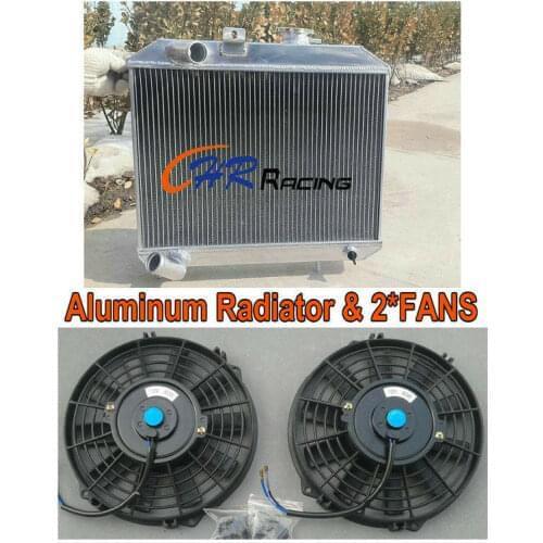 NEW 3Row aluminum radiator for JEEP Willys 1941-1952 51 50 49 48 47 46 45+2XFANS