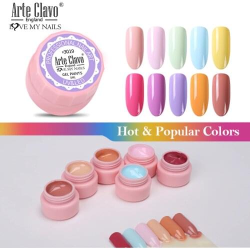 Arte Clavo Gel Paints Pure Colors Manicure Design Varnish Soak Off UV LED 5ml Nail Painting Gel Long Lasting Nail Art Primer