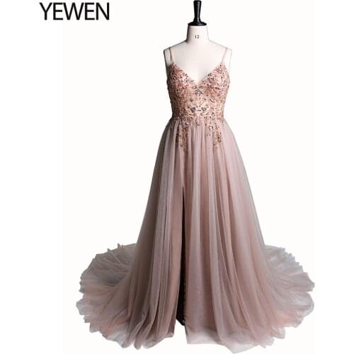 Beading Maternity Photography Dress Gowns Side Slit Party Dress Beaded Spaghetti Strap Backless Tulle Maxi Dress Yewen