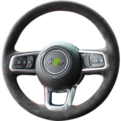 Real Alcantara Steering Wheel Cover For Jeep Compass Wrangler Rubicon Grand Cherokee Suede leather Auto parts car accessories