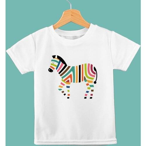 Color Zebra Animal Printed Baby Boys Girls Pop Cartoon T-shirts Summer Loose Cozy Childrens Clothing Y2k Fashion Kids Tshirt