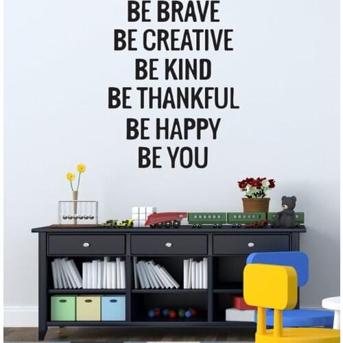 Kids Quote Inspiring Wall Decal Be Brave Be Kind Be Happy Vinyl Lettering Wall Sticker Playroom Study Home Room Decoration A163