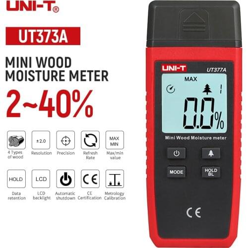 UNI-T UT377A Two Pins Wood Moisture Meter Paper Plywood Humidity Hygrometer Timber Damp Detector CA