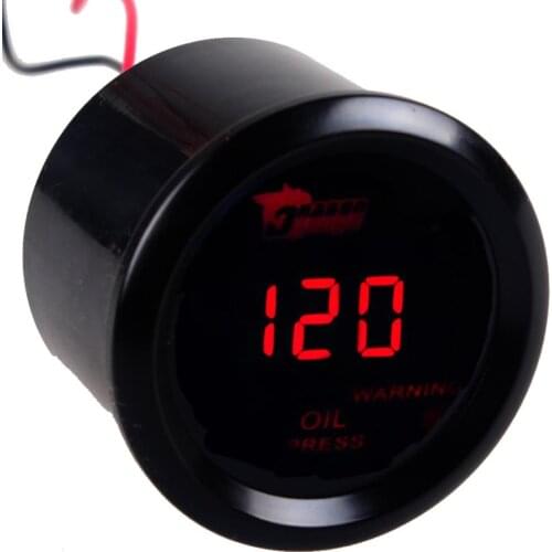 EE support 2" 52mm Black Shell Car Motor Digital Red LED Oil Press Pressure Gauge Meter Free Shipping