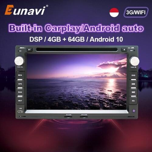 Eunavi 2 Din Car Multimedia Radio For VW Volkswagen MK4 MK5 Passat B5 Jetta Bora Polo Transport T5 DSP Android GPS DVD Player