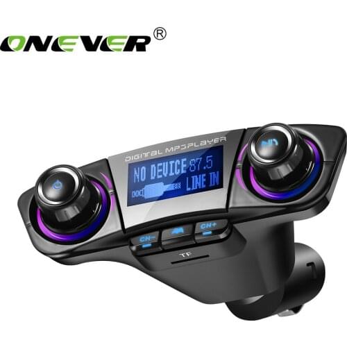 Onever FM Transmitter Aux Modulator Bluetooth Handsfree Car Kit Car Audio MP3 Player With Smart Charge Dual USB Car Charger