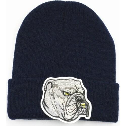 Cotton dog animal embroidery Thicken knitted hat winter warm hat Skullies cap beanie hat for men and women 263