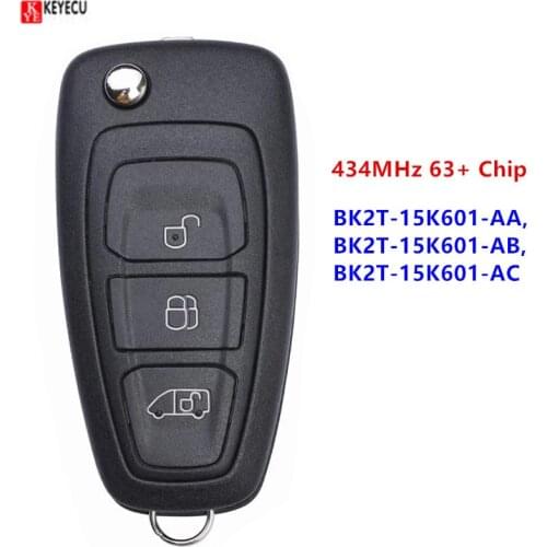 KEYECU for Ford Transit Transit Custom 2014 2015 2016 Remote Key Fob BK2T-15K601-AA/ AB/ AC 434MHz 63+ Chip