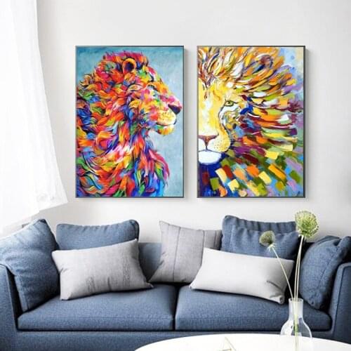 Colorful Lion Abstract Paintings Graffiti Poster Canvas Art Posters and Prints African Animals Pictures Wall Art Bedroom Decor