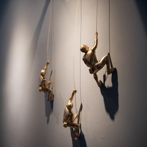 Creative Rock Climbing Men Sculpture Resin Statue Figurine Ornaments Home Decor Wall Hanging Decorations