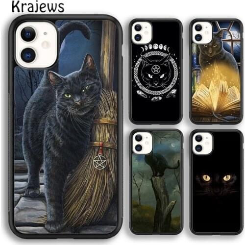 Krajews Witch Black Cat Soft Phone Case Cover For iPhone 5 SE 6s 7 8 plus X XR XS 11 12 pro max Samsung Galaxy S8 S9 S10 Plus