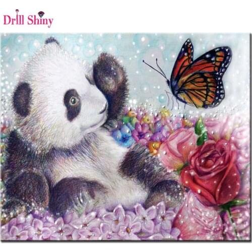 New DIY 5D Diamond Mosaic Panda Butterfly Handmade Diamond Painting Cross Stitch Kits Diamond Embroidery Pattern Rhinestone