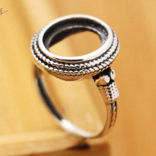 Art Deco 10x12mm Oval Cabochon Semi Mount Engagement Ring 925 Sterling Silver Fine Jewelry Vintage for Gemstone Setting